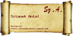 Sztanek Antal névjegykártya